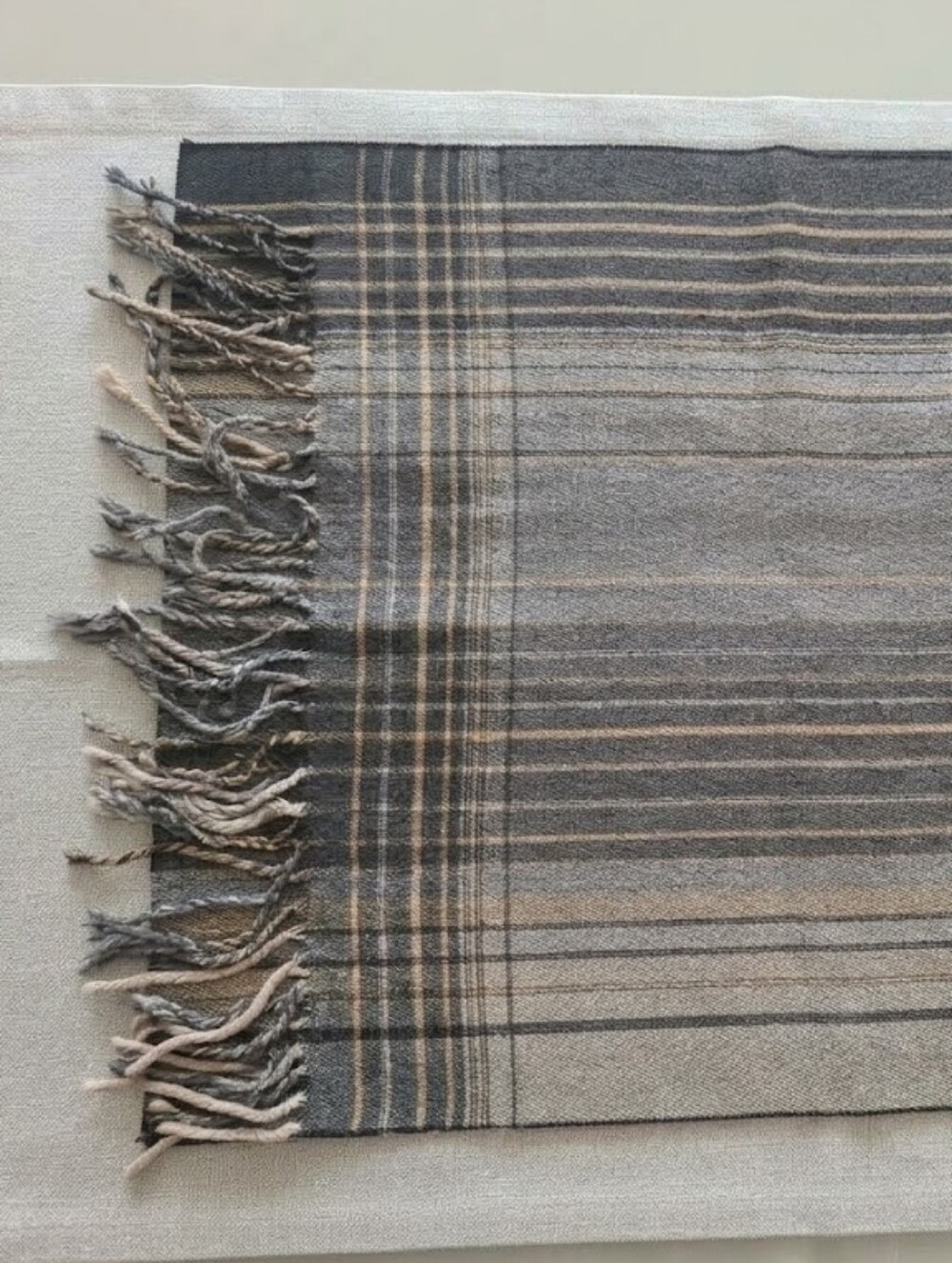 Striped Scarf-Gray and Charcoal